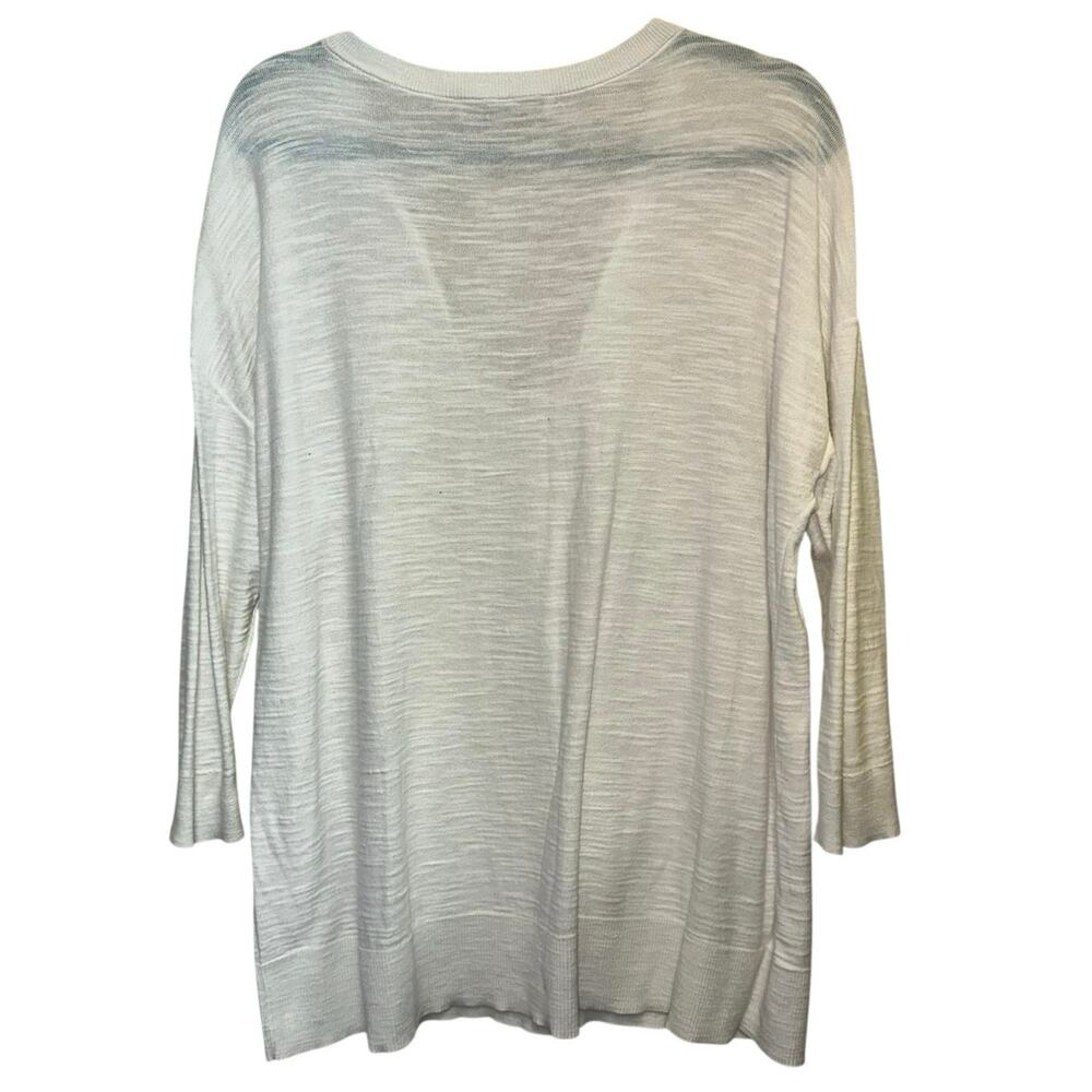 Loft White Cotton Split Neck Medium Lightweight K… - image 3